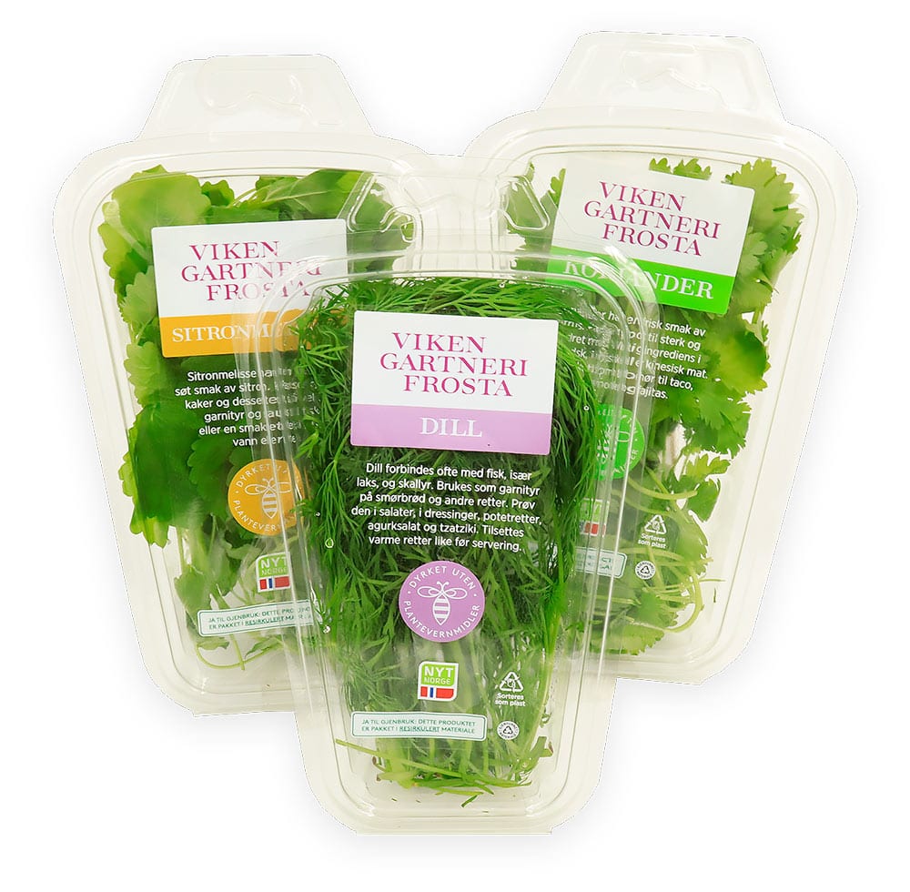 Ferdig kuttede krydderurter fra Viken Gartneri Frosta